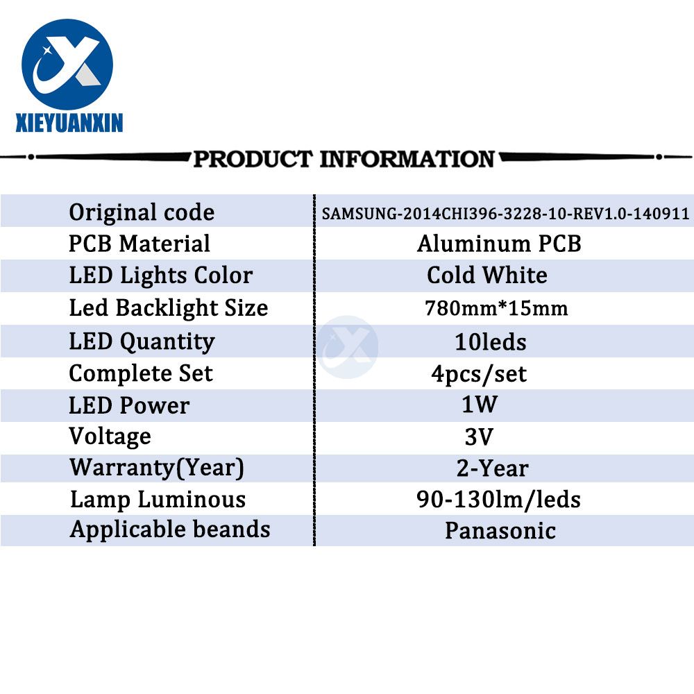 Panasonic Samsung-2014CHI396-3228-10-REV1.0-140911 40inch 780mm 3V 10led 4pcs/set LED TV Backlight Strip XY-0678