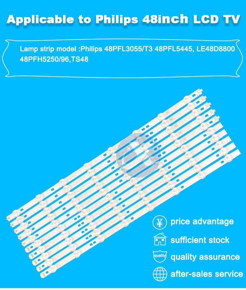 Philips/TCL 4708-K480WD-A4213K01 488mm 3V 8LED 8LED 10pcs/set TV Backlight Strip XY-145
