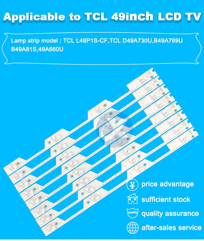 TCL ShineOn 2D02738 Rev.E 4C-LB4904-HR03J/4C-LB4904-YH01J L49P1-UD 427mm 6V1.5W 4led 8pcs/set TV Backlight Strip XY-155